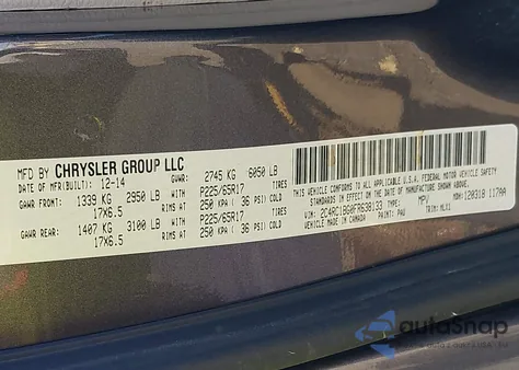 2015 Chrysler Town & Country Touring from USA, damaged, VIN 2C4RC1BG0FR638133